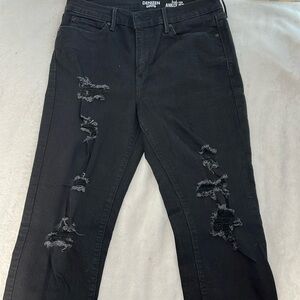 Levis Vintage High Rise Black Ripped Ankle Jegging Jeans